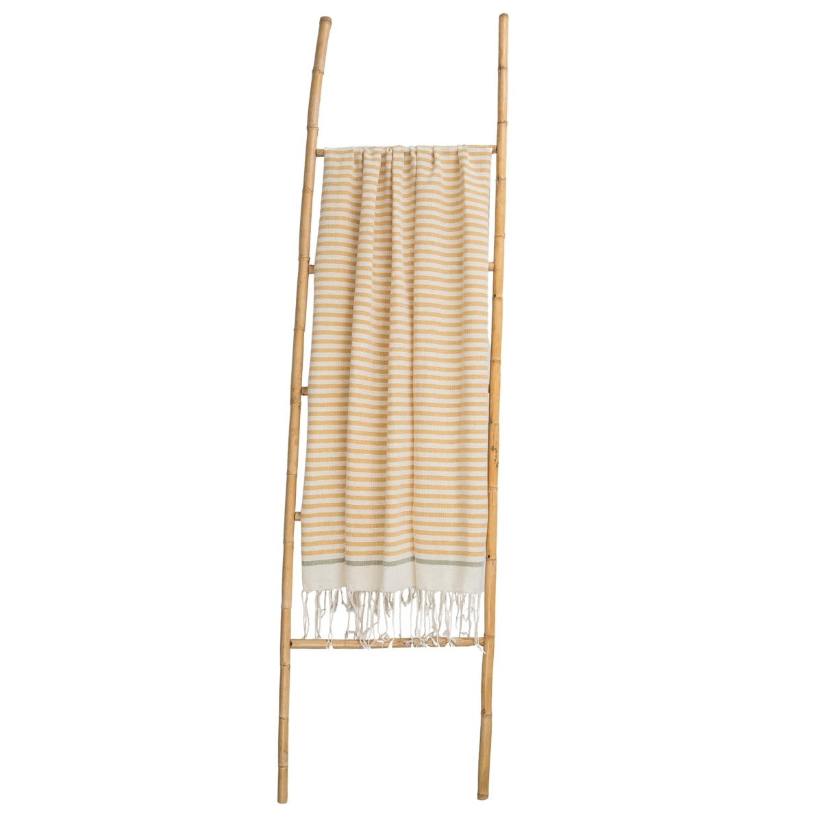 Fouta coton 100x200 BIARRITZ jaune moutarde / tilleul
