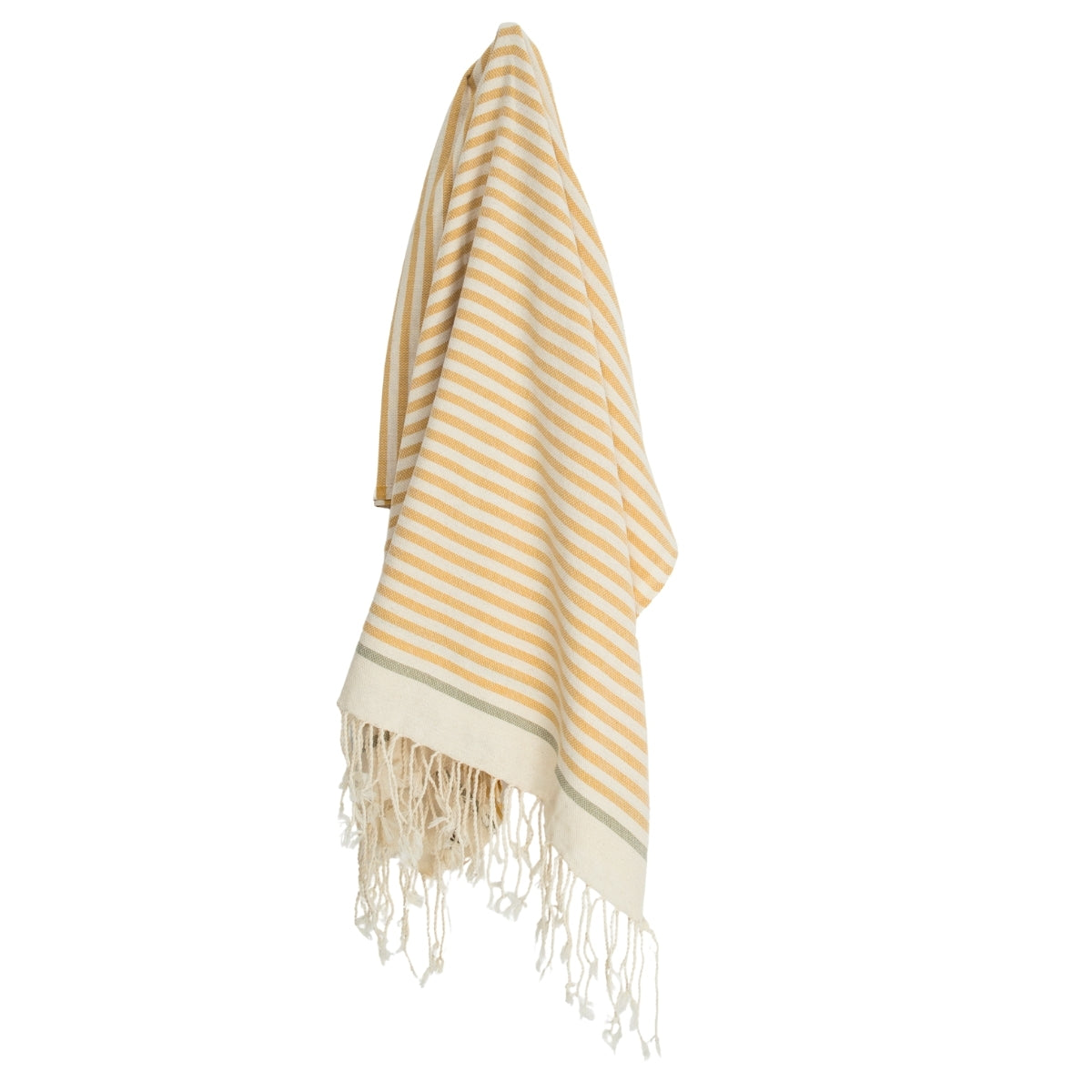 Fouta coton 100x200 BIARRITZ jaune moutarde / tilleul