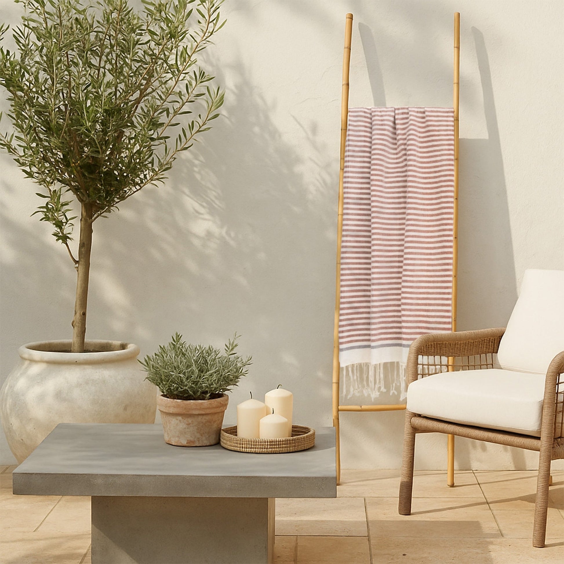 Fouta coton 100x200 BIARRITZ tomette / taupe