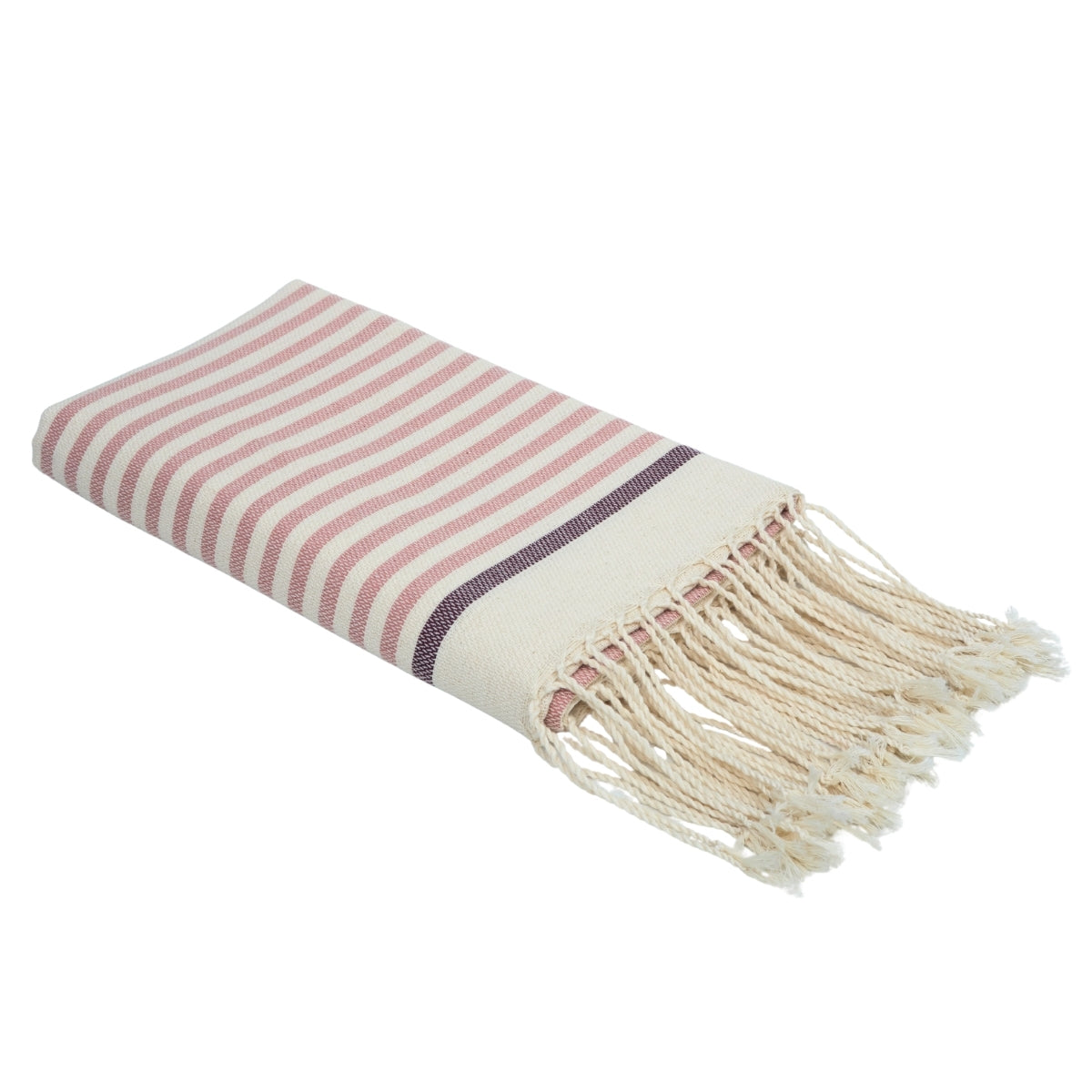 Fouta coton 100x200 BIARRITZ rose poudré / prune