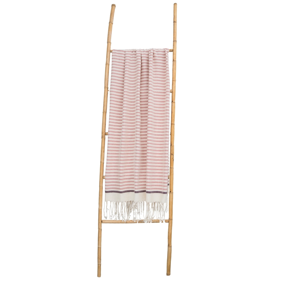 Fouta coton 100x200 BIARRITZ rose poudré / prune