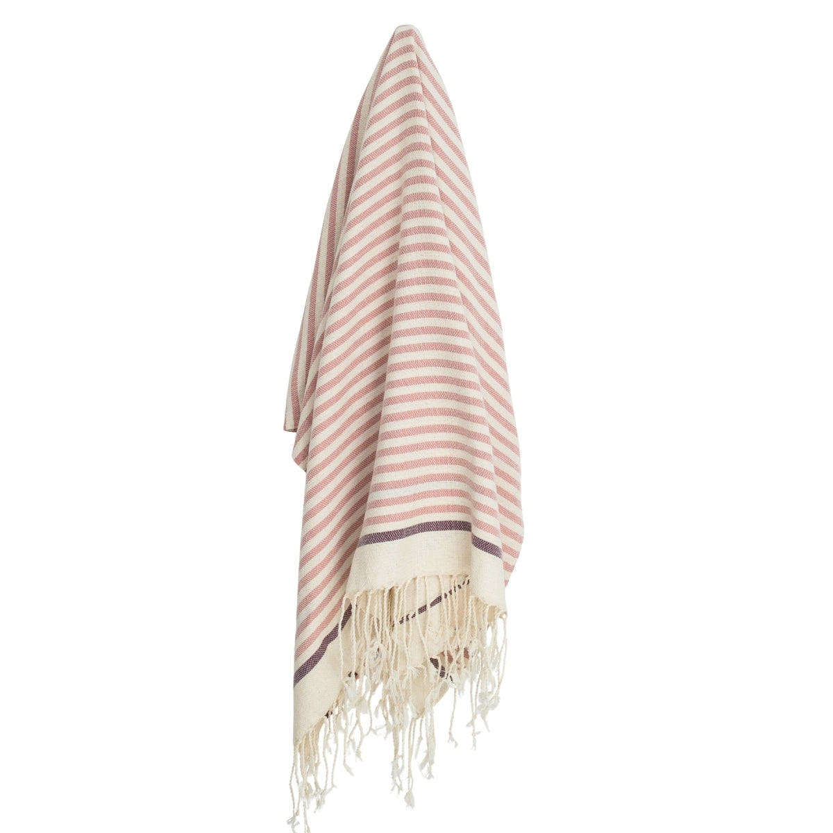 Fouta coton 100x200 BIARRITZ rose poudré / prune