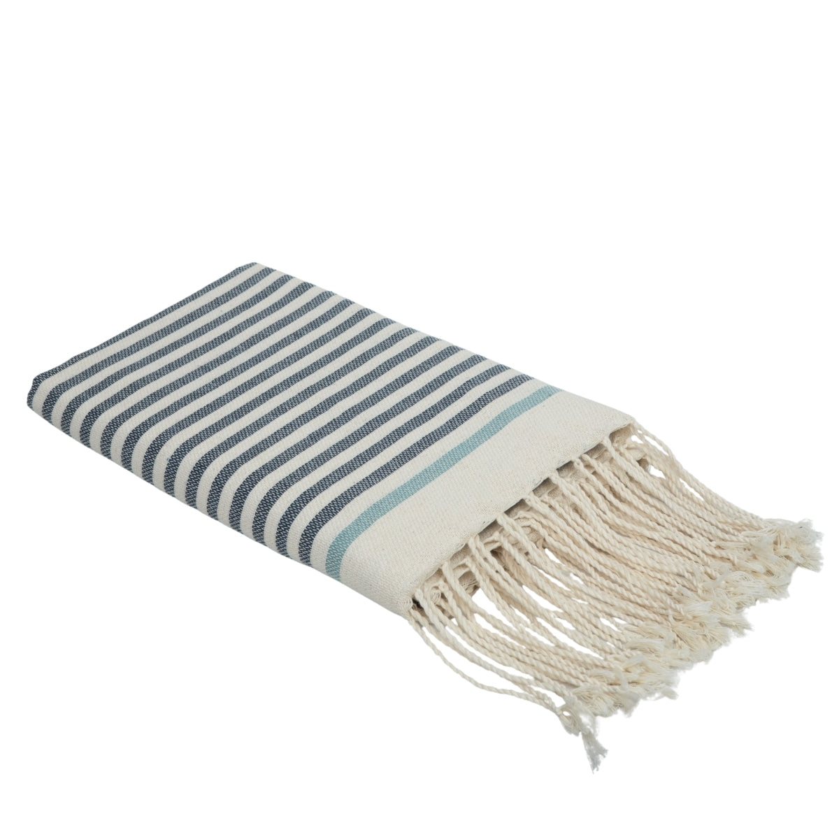 Fouta coton 100x200 BIARRITZ denim / vert d'eau