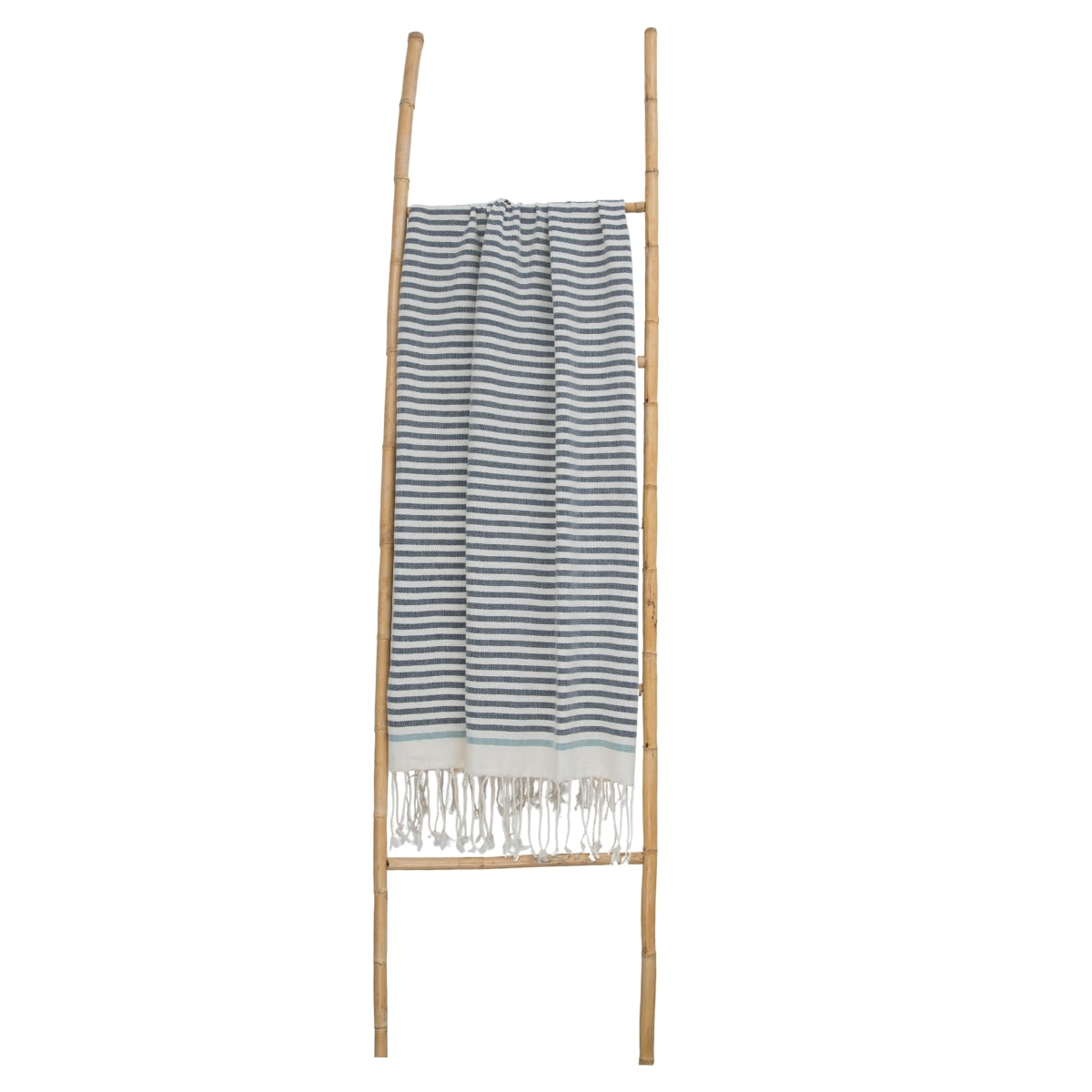 Fouta coton 100x200 BIARRITZ denim / vert d'eau