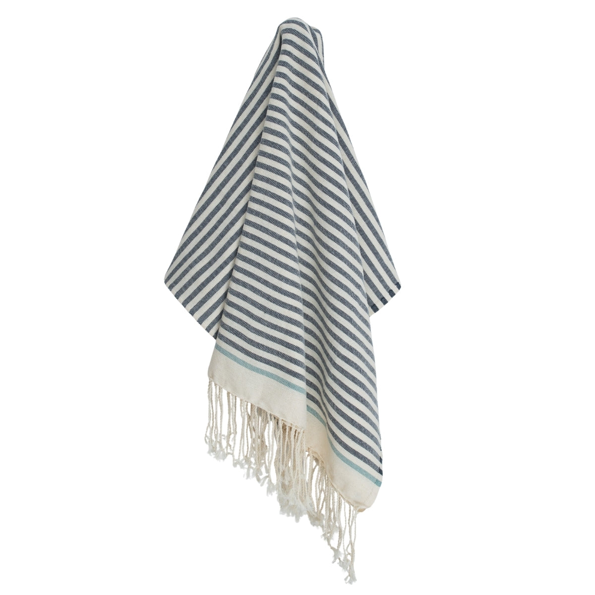 Fouta coton 100x200 BIARRITZ denim / vert d'eau