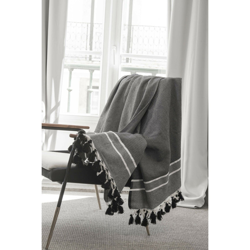 Plaid coton noir STOCKHOLM    febronie.com