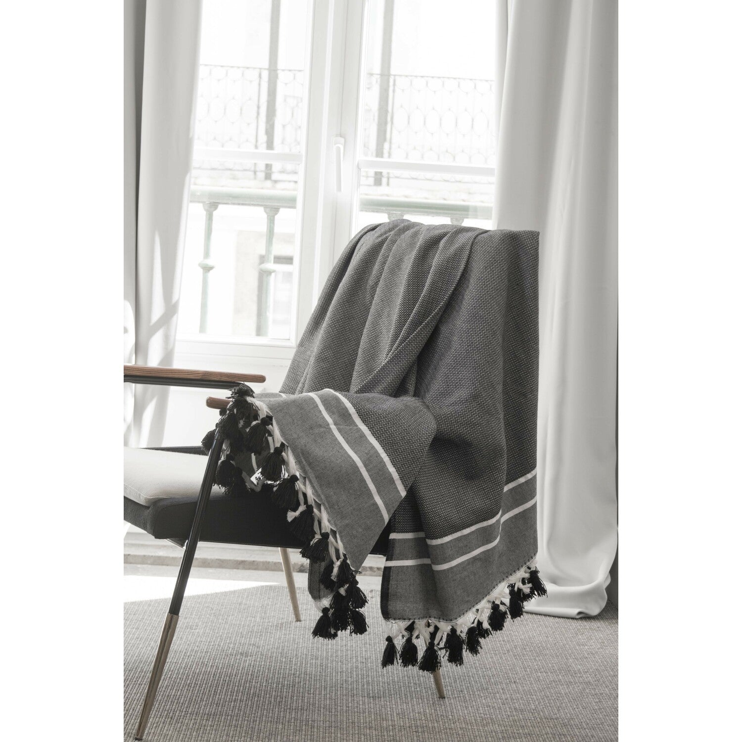 Plaid coton noir STOCKHOLM    febronie.com