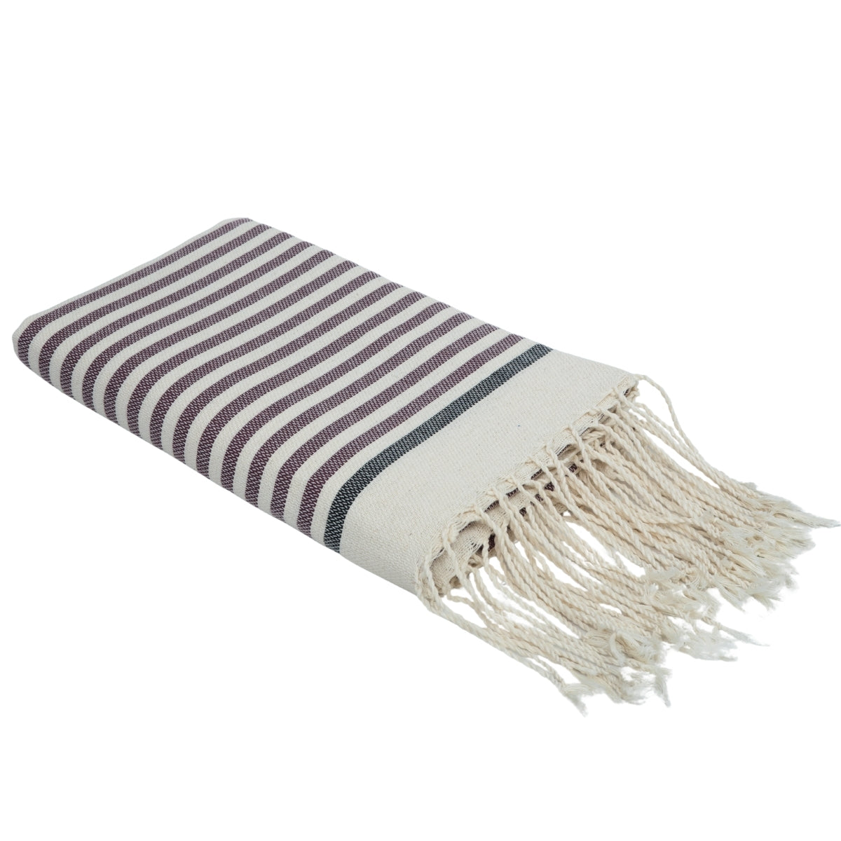 Fouta coton 100x200 BIARRITZ prune / noir