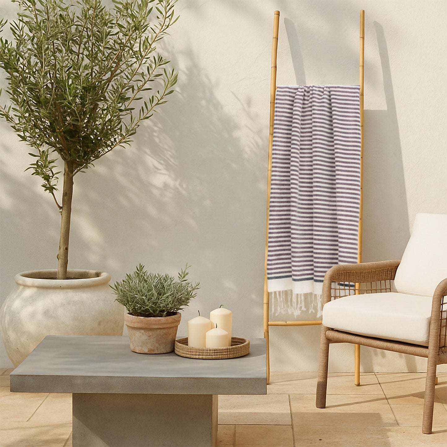 Fouta coton 100x200 BIARRITZ prune / noir