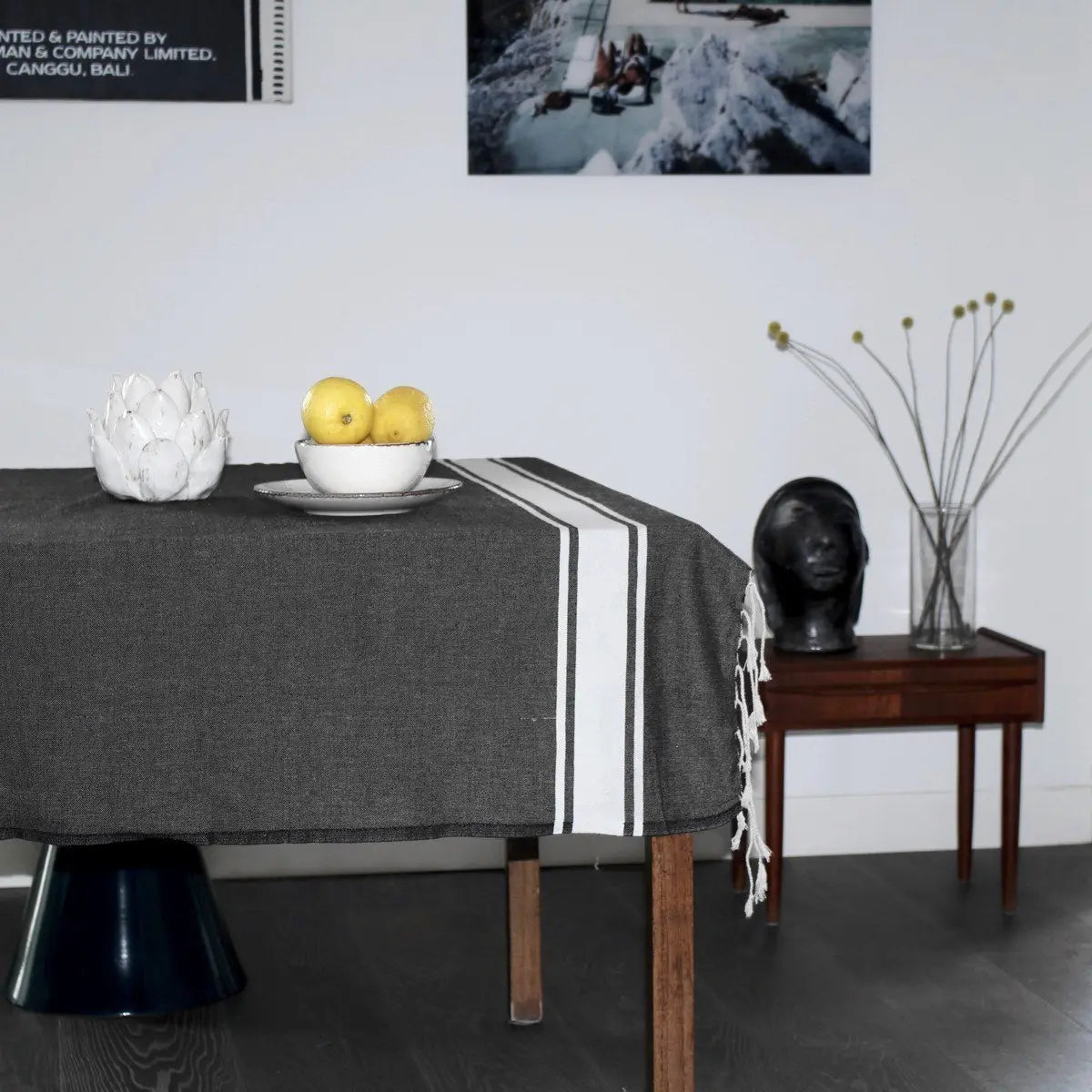 Nappe coton 150x250 ST TROPEZ - gris perle - febronie.com