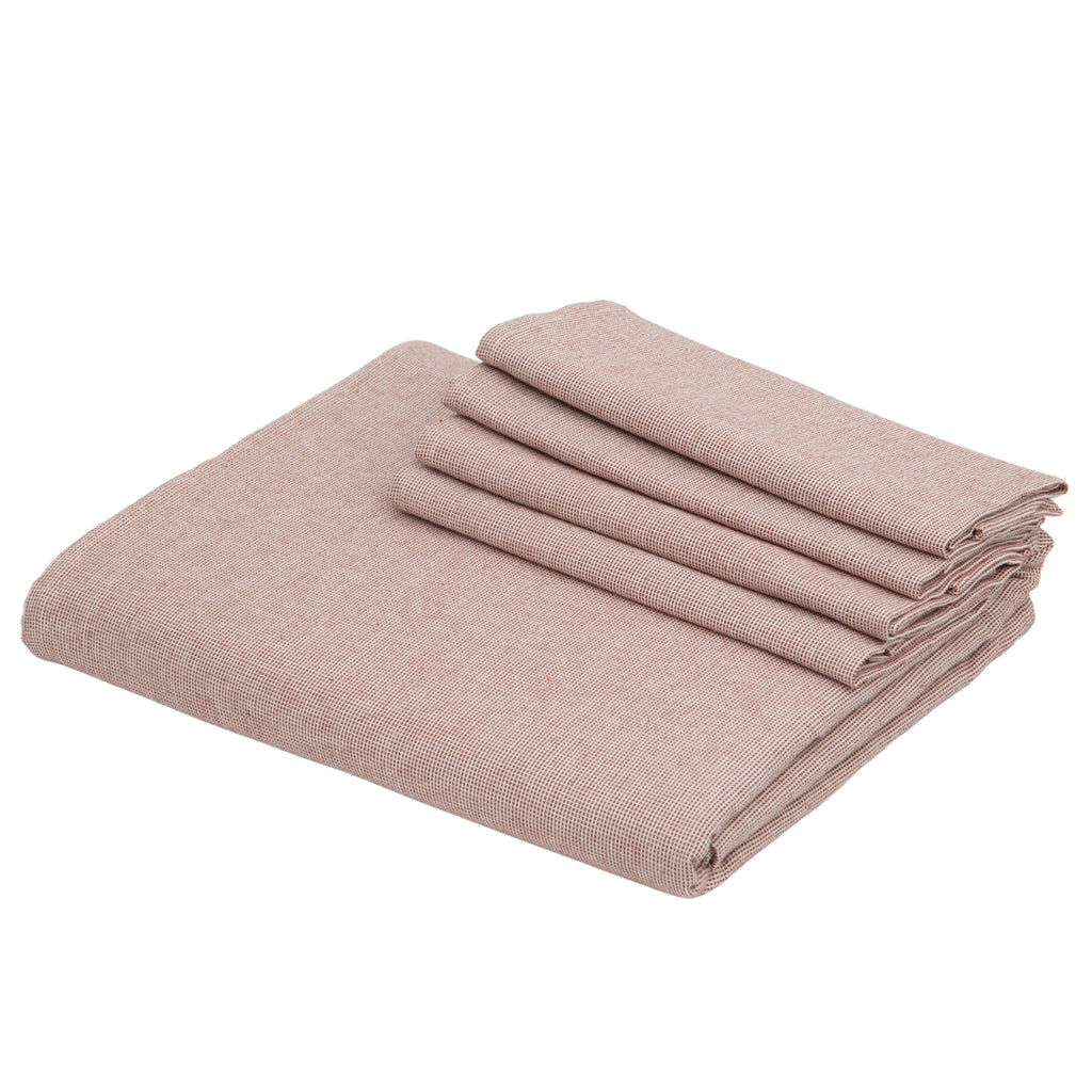 Chemin de table + 4 serviettes coton 50x150 COLETTE - rouge tomette