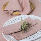 Chemin de table + 4 serviettes coton 50x150 COLETTE - rouge tomette