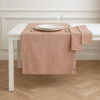 Chemin de table + 4 serviettes coton 50x150 COLETTE - rouge tomette