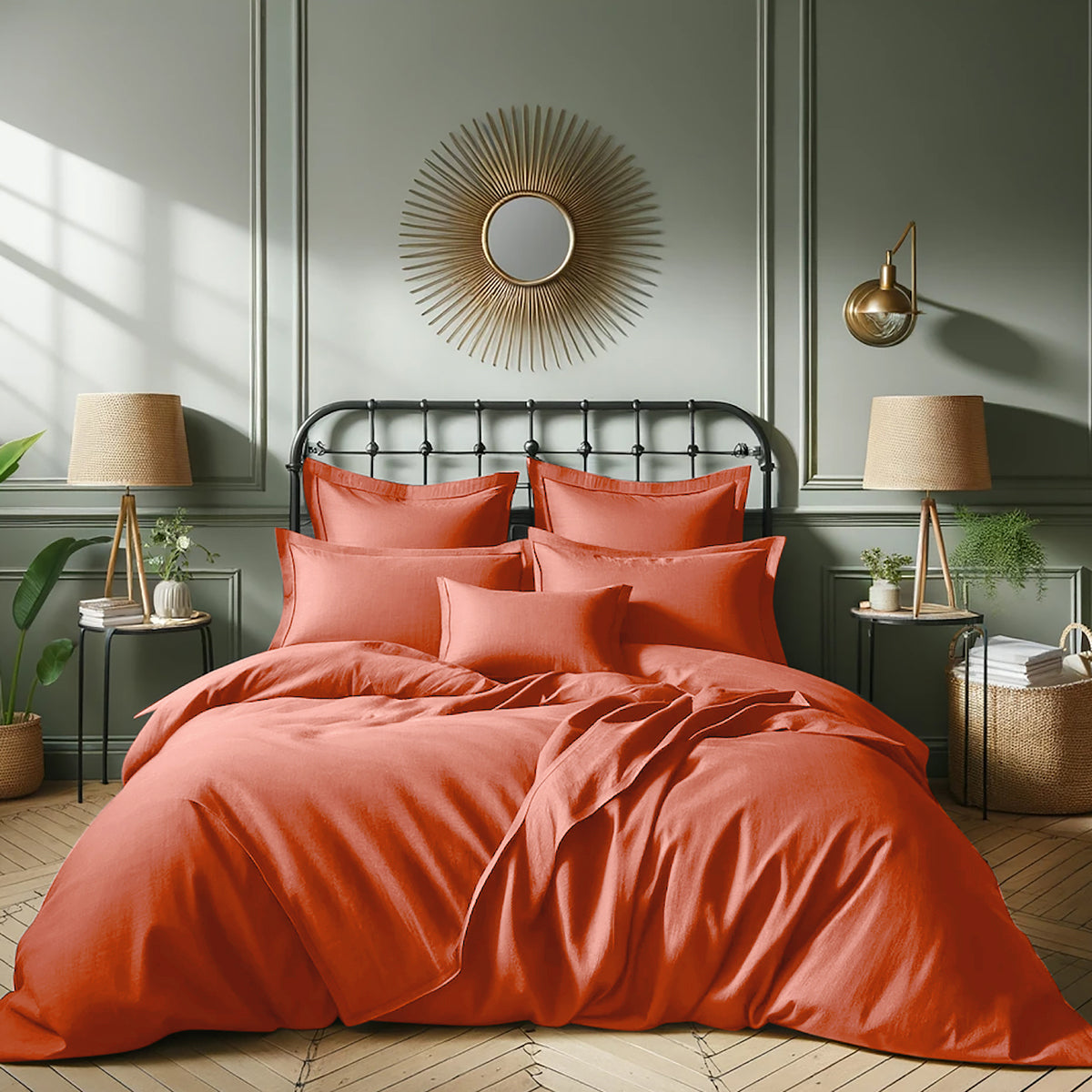 Parure de lit satin de coton terracotta JULIA