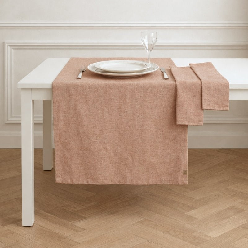 Chemin de table coton 50x150 COLETTE - rouge tomette