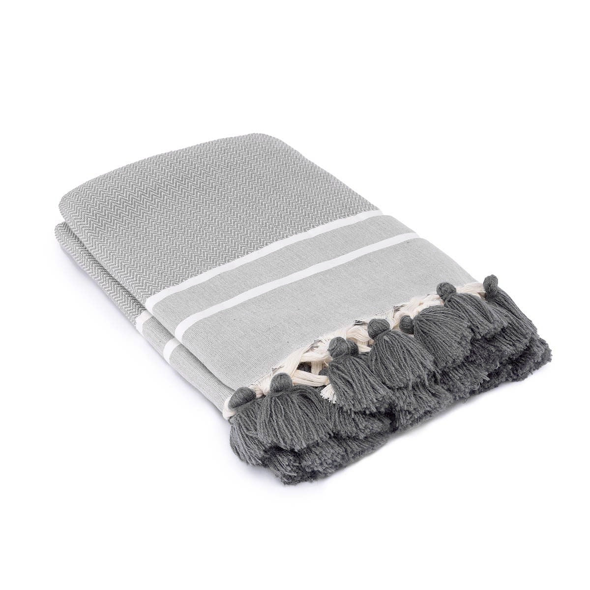 Plaid coton gris moyen STOCKHOLM    febronie.com