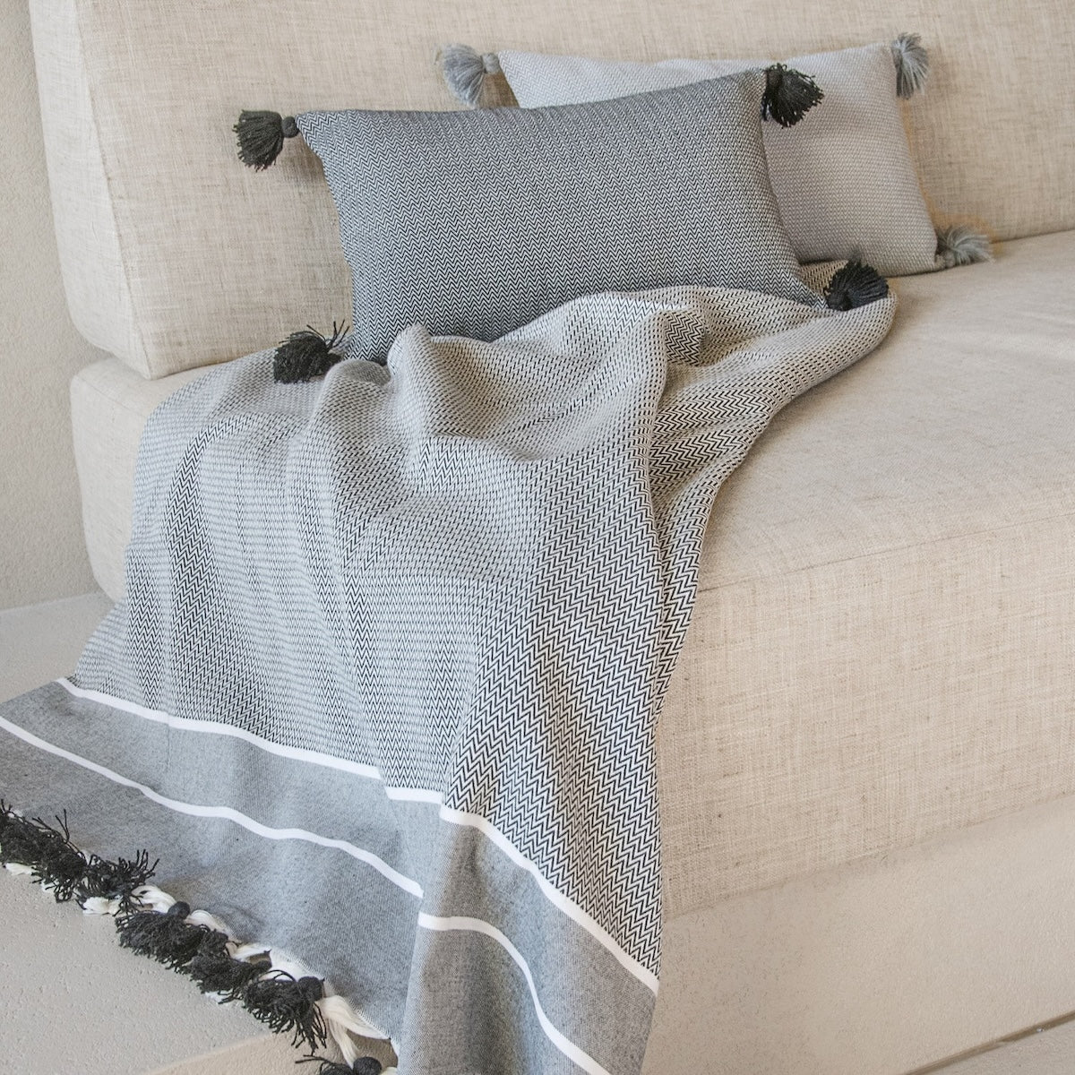 Plaid coton gris moyen STOCKHOLM 130x170