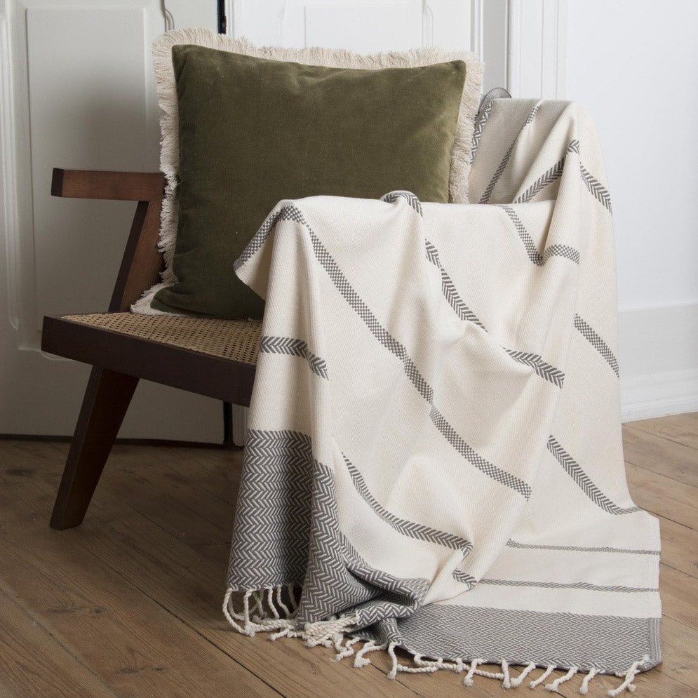 Plaid coton taupe LIV    febronie.com