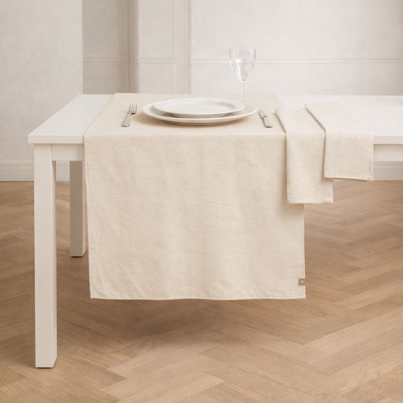 Chemin de table coton 50x150 COLETTE - taupe clair