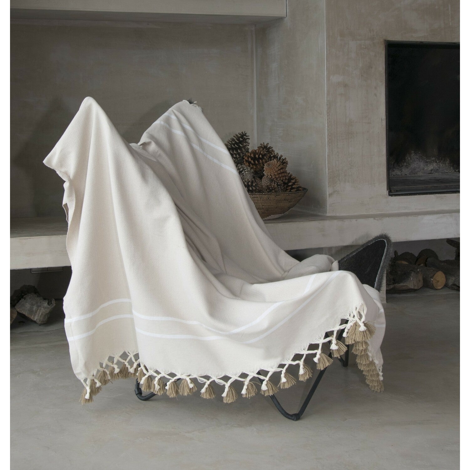 Plaid coton taupe clair STOCKHOLM 130x170