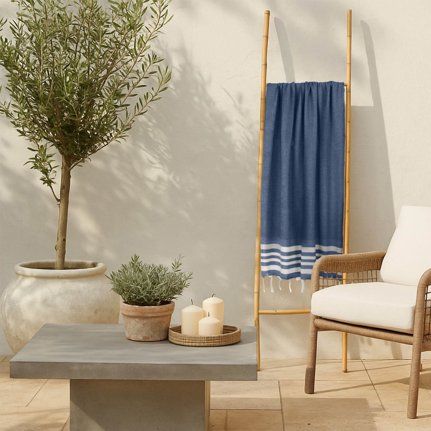 Fouta coton 100x200 NEWPORT bleu denim