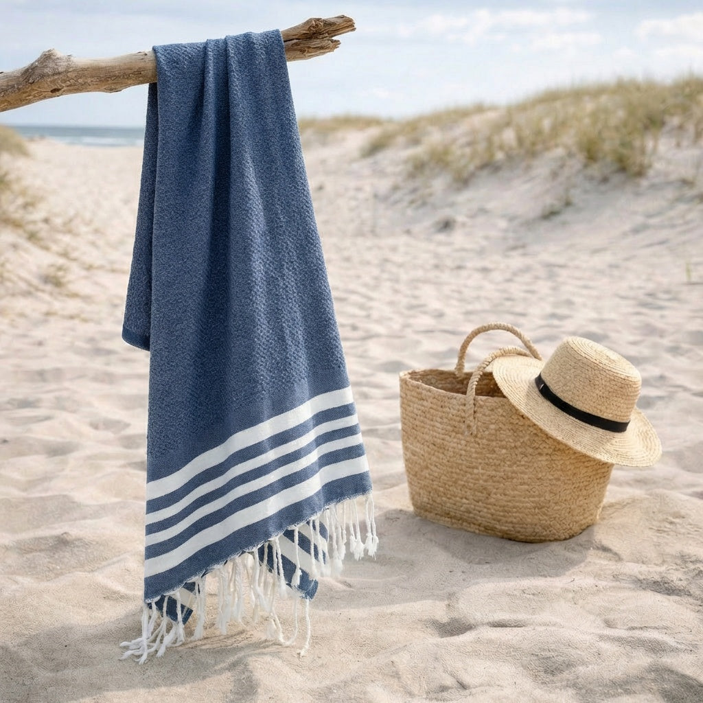 Fouta coton 100x200 NEWPORT bleu denim