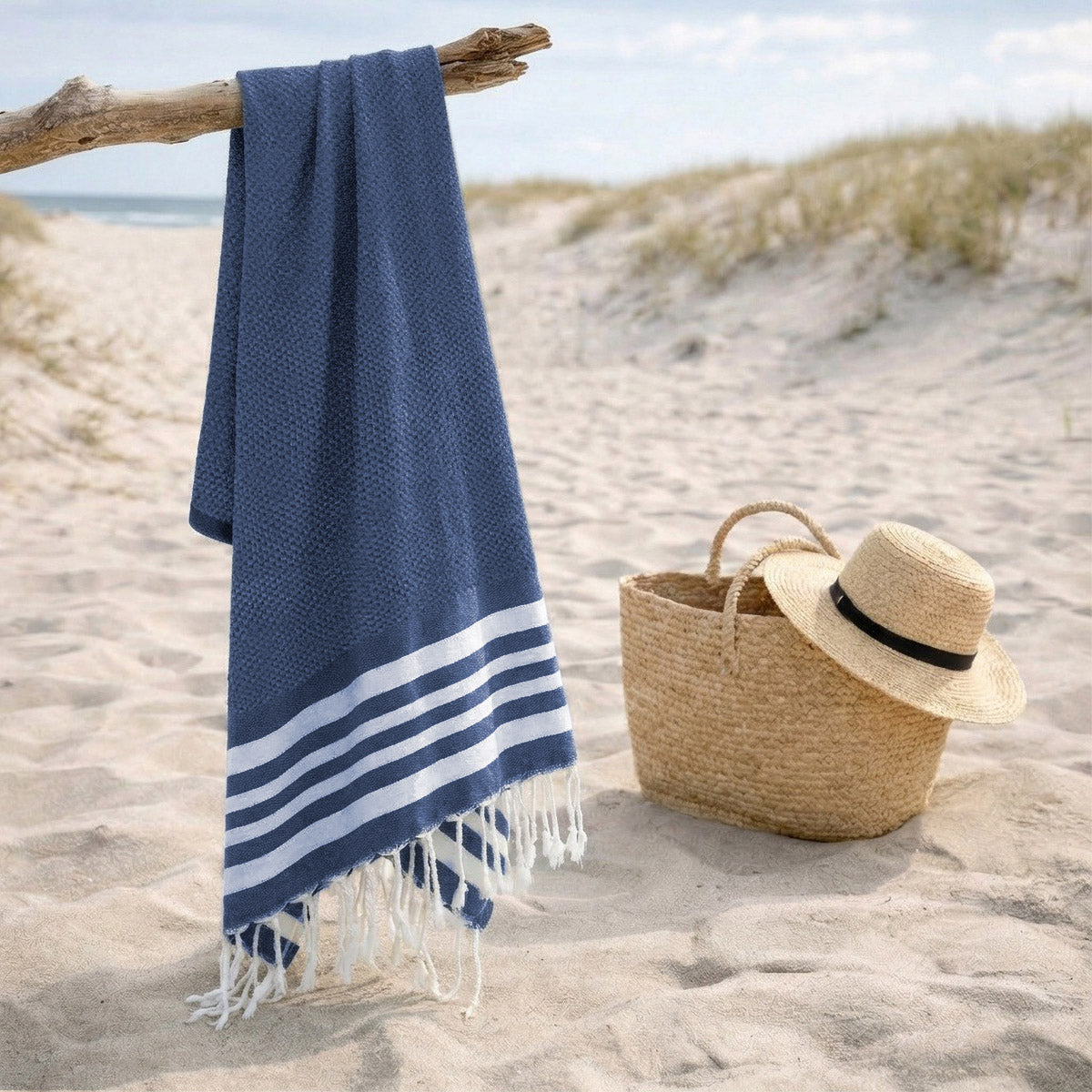Fouta coton 100x200 NEWPORT bleu denim