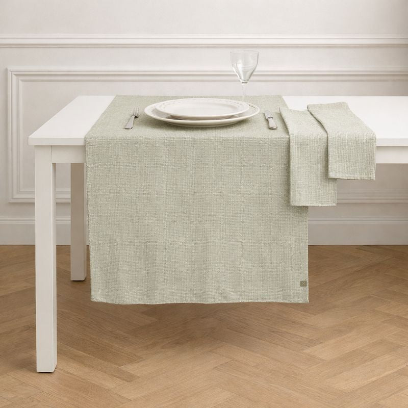 Chemin de table coton 50x150 COLETTE - vert olive