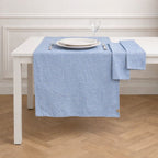 Chemin de table coton 50x150 COLETTE - bleu grec